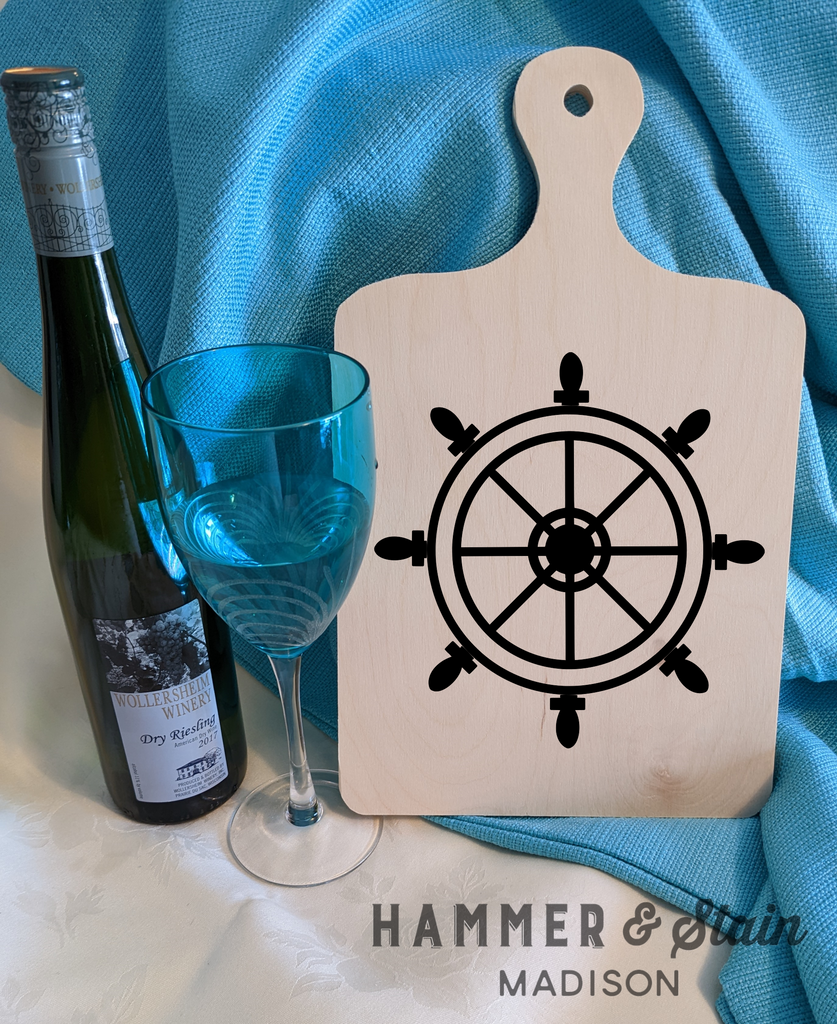 Ships Wheel wine glass